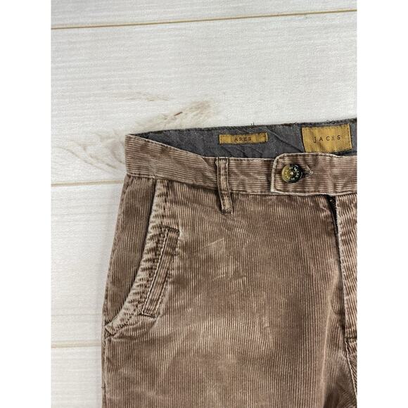 Jachs Corduroy Pants Mens 30x31 Brown Ares Slim Straight Fit Tapered Distressed - Picture 2 of 12